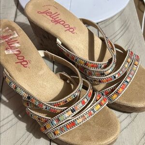 Jellypop Multicolor Wedge Sandals with Tribal Straps